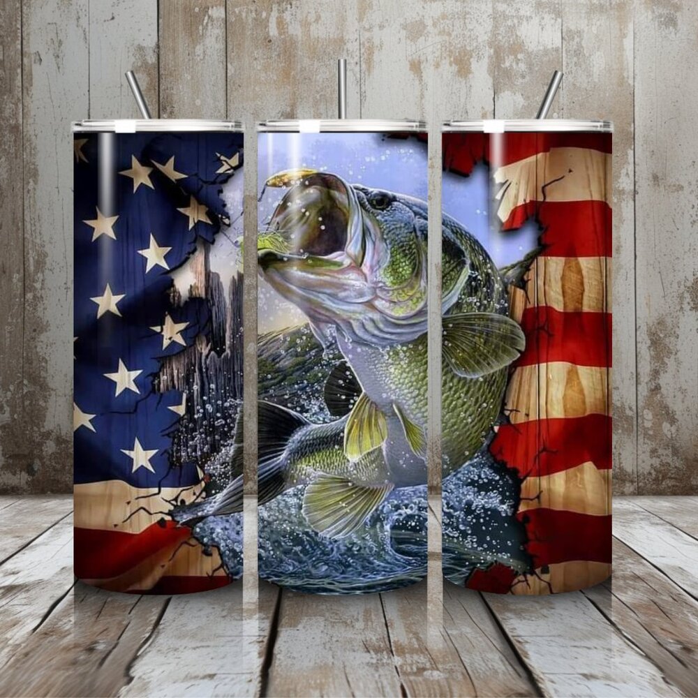 American Flag Fish 20 oz tumber